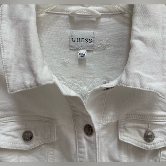 Guess Women's White  peplum Jean Jacket - Picture 6 of 13